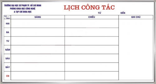 Bảng Lịch Công Tác SH5