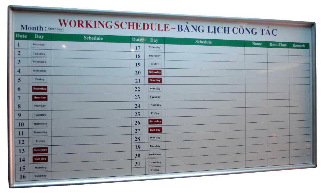 Bảng Lịch Công Tác SH6