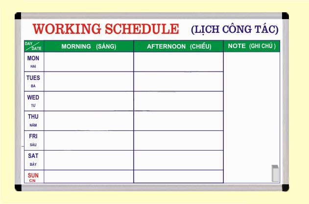 Bảng Lịch Công Tác SH7