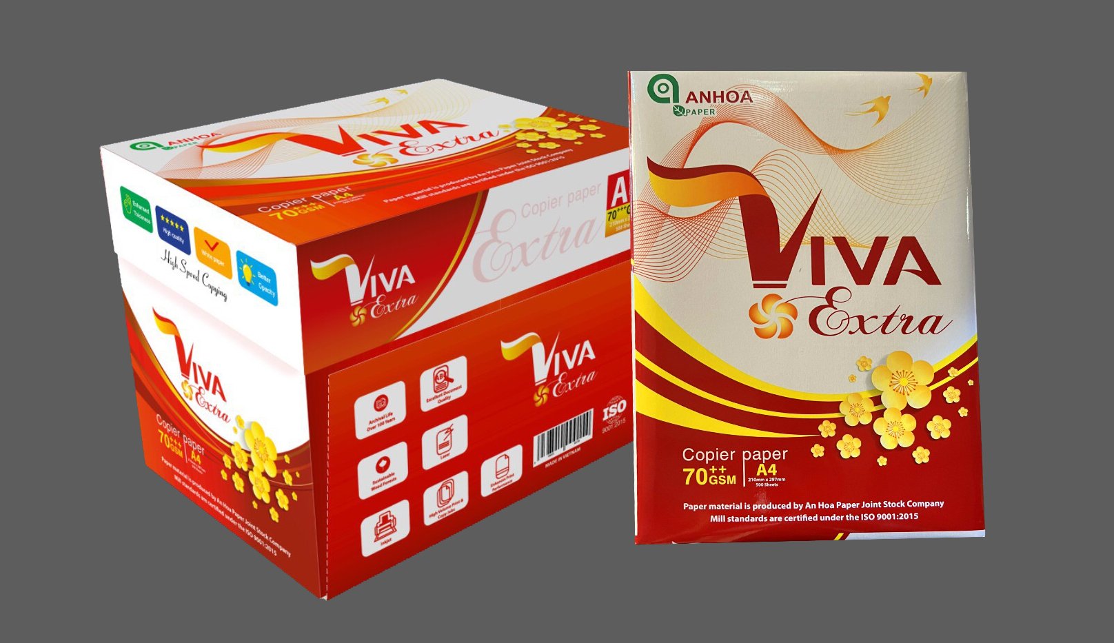 Giấy In ViVa Extra Đỏ A4 Định Lượng 70 gsm