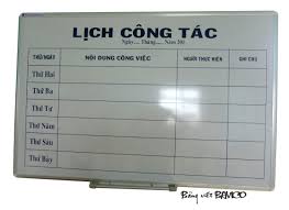 bảng lịch công tác